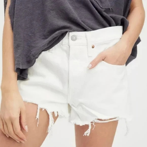 Levi's 501 Jean Denim Cutoff Shorts White - Picture 6 of 15
